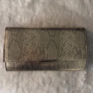 Express Metallic Gold Clutch with Textured Finish
